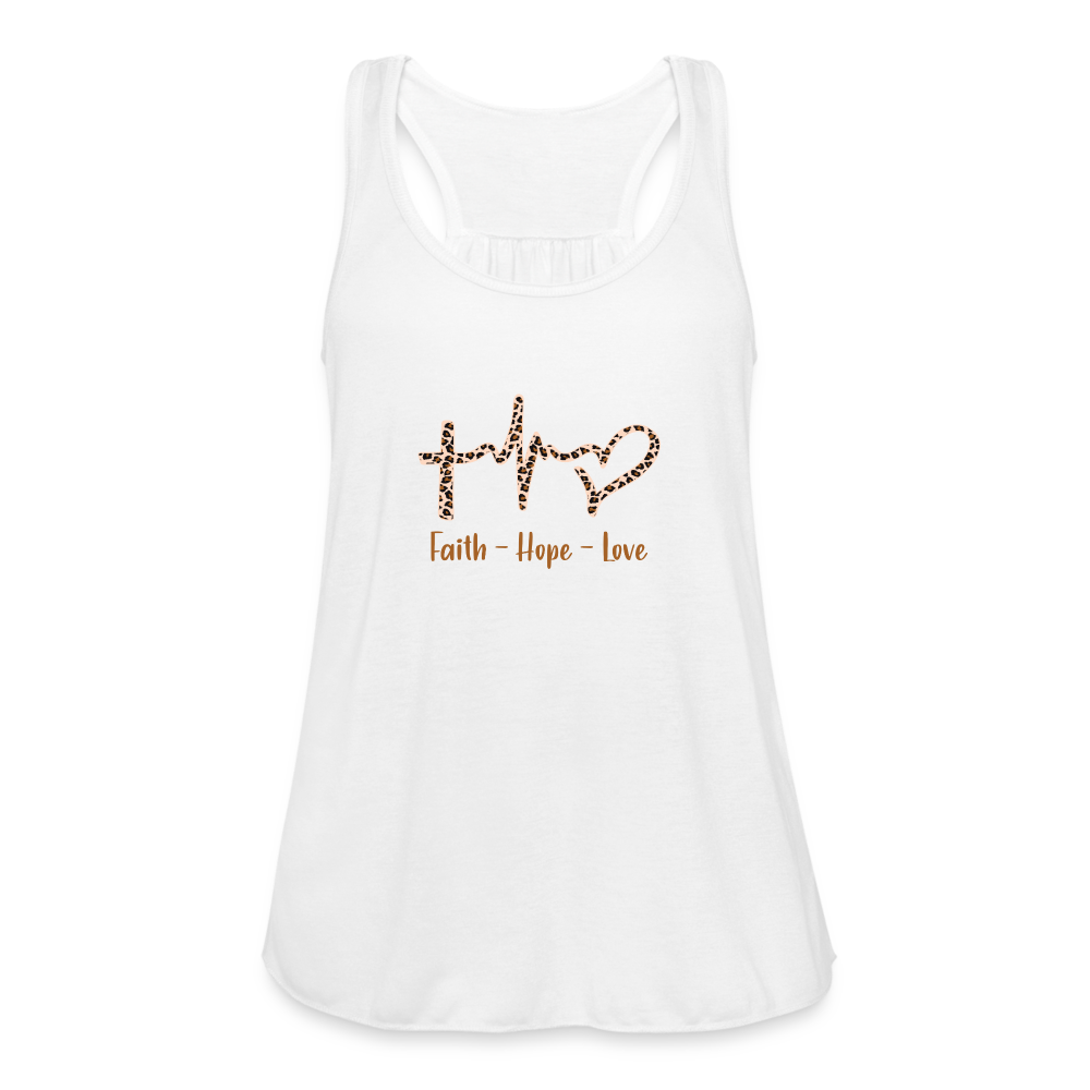 Faith Hope Love Women's Flowy Tank Top - white