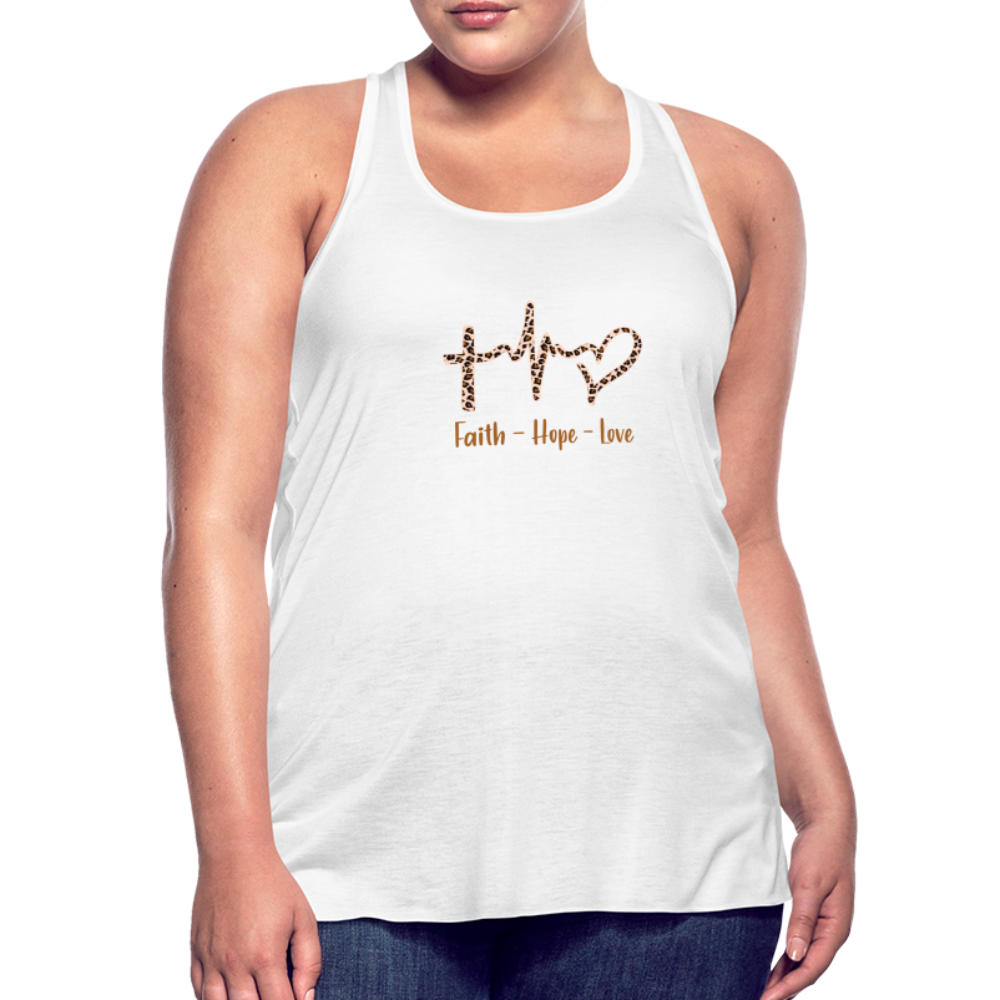 Faith Hope Love Women's Flowy Tank Top - white