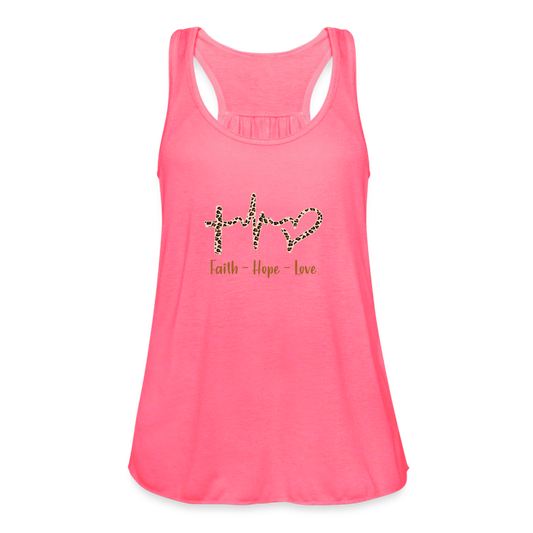 Faith Hope Love Women's Flowy Tank Top - neon pink