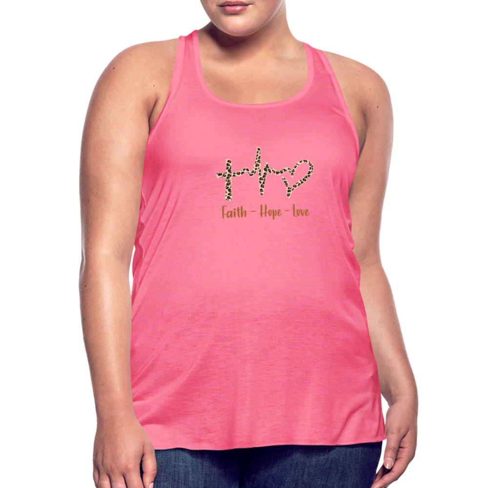 Faith Hope Love Women's Flowy Tank Top - neon pink