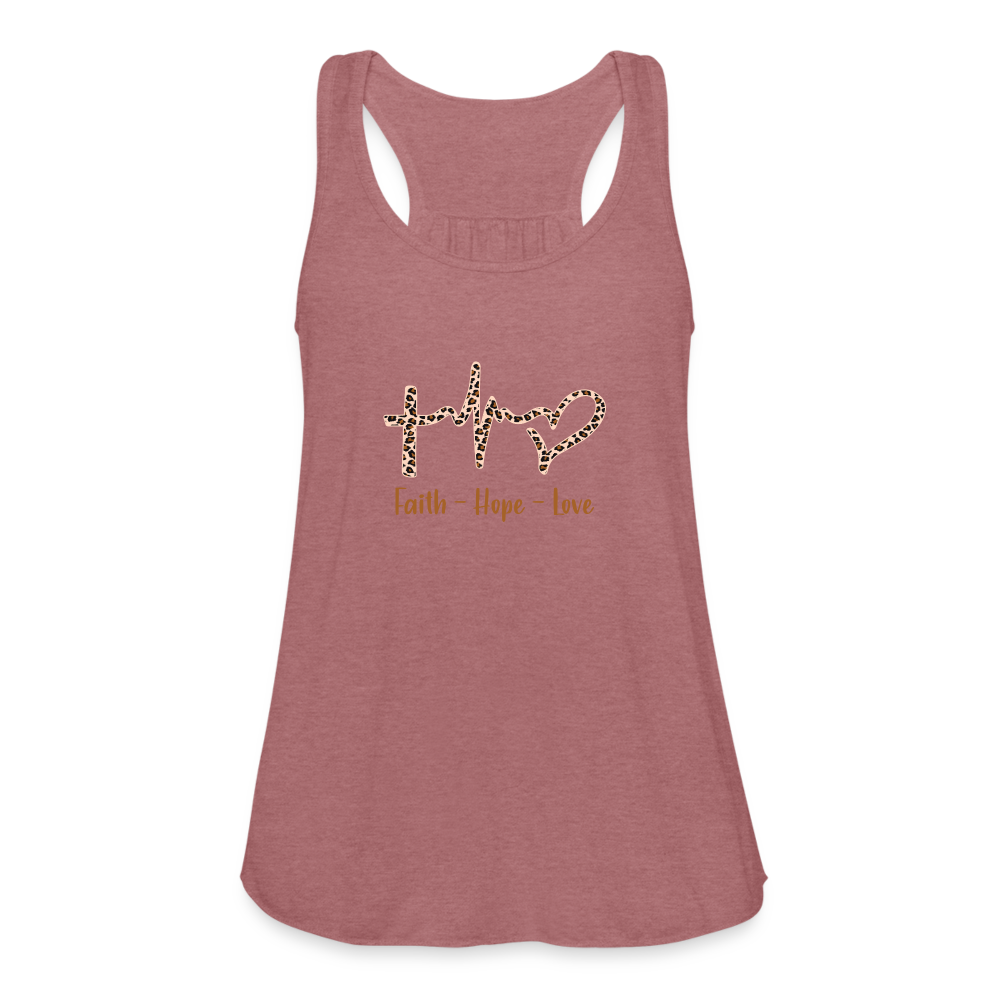 Faith Hope Love Women's Flowy Tank Top - mauve