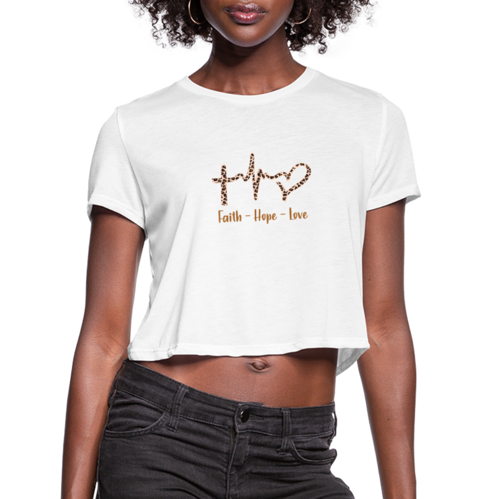 Faith Hope Love women's Cropped T-Shirt - white